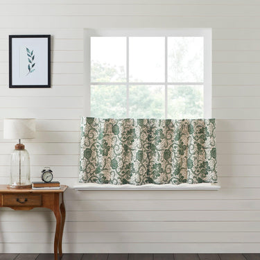 Dorset Green Floral Tier Curtain Set of 2 L24xW36 VHC Brands - The Fox Decor